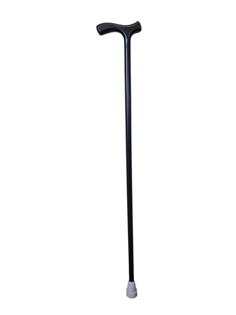 Wandelstok zwart hout damesgreep met grijzen dop