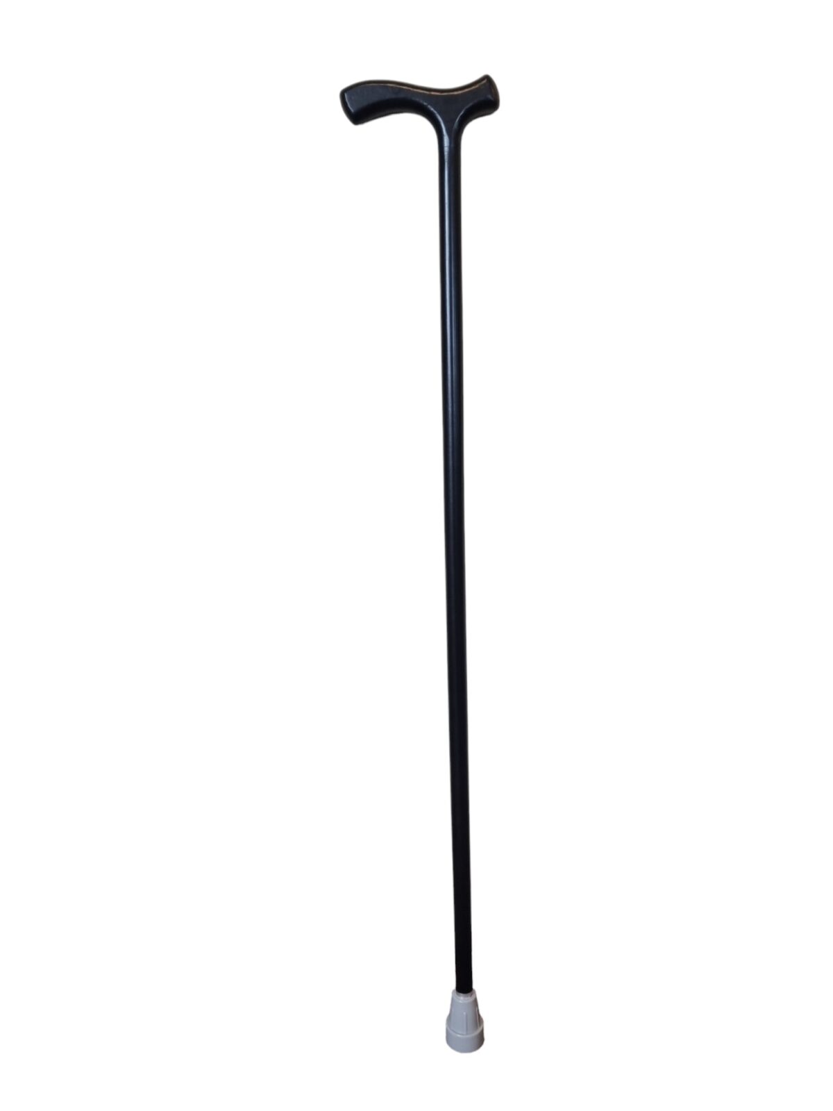 Wandelstok zwart hout damesgreep met grijzen dop