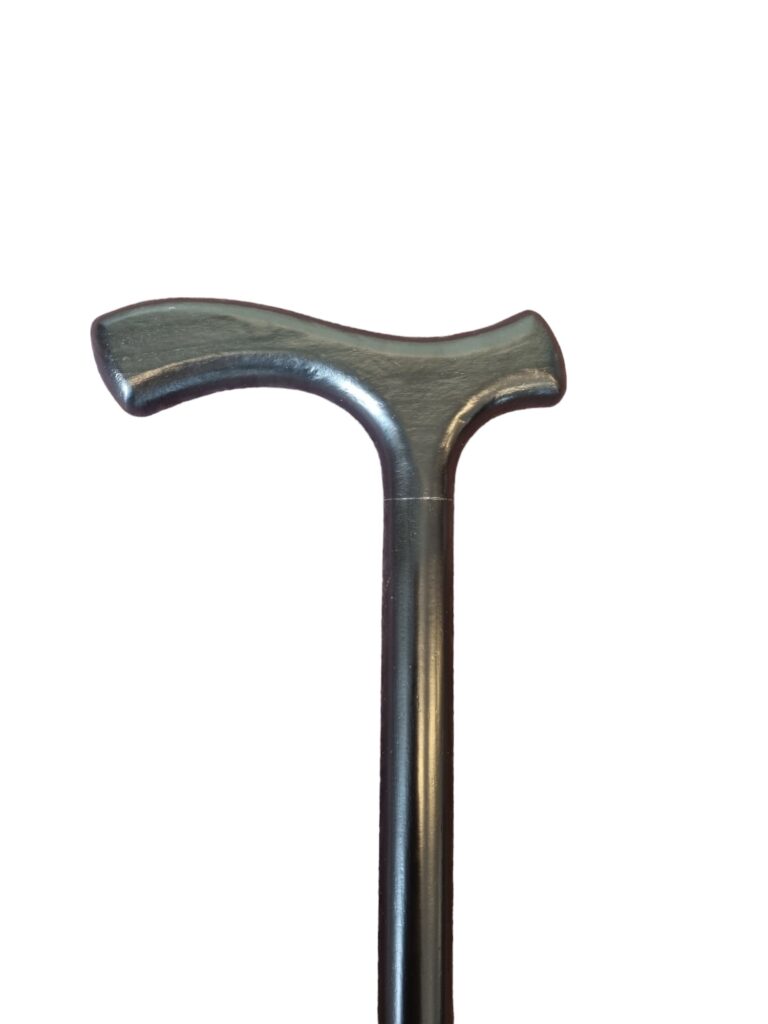 Zwarte houten wandelstok met damesgreep