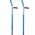 Blauwe elleboogkrukken met rond handvat universeel