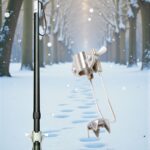 wandelstok met ijsdop 5 punten in de sneeuw