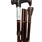 Wandelstok opgevouwen met bio handgreep kleur brons