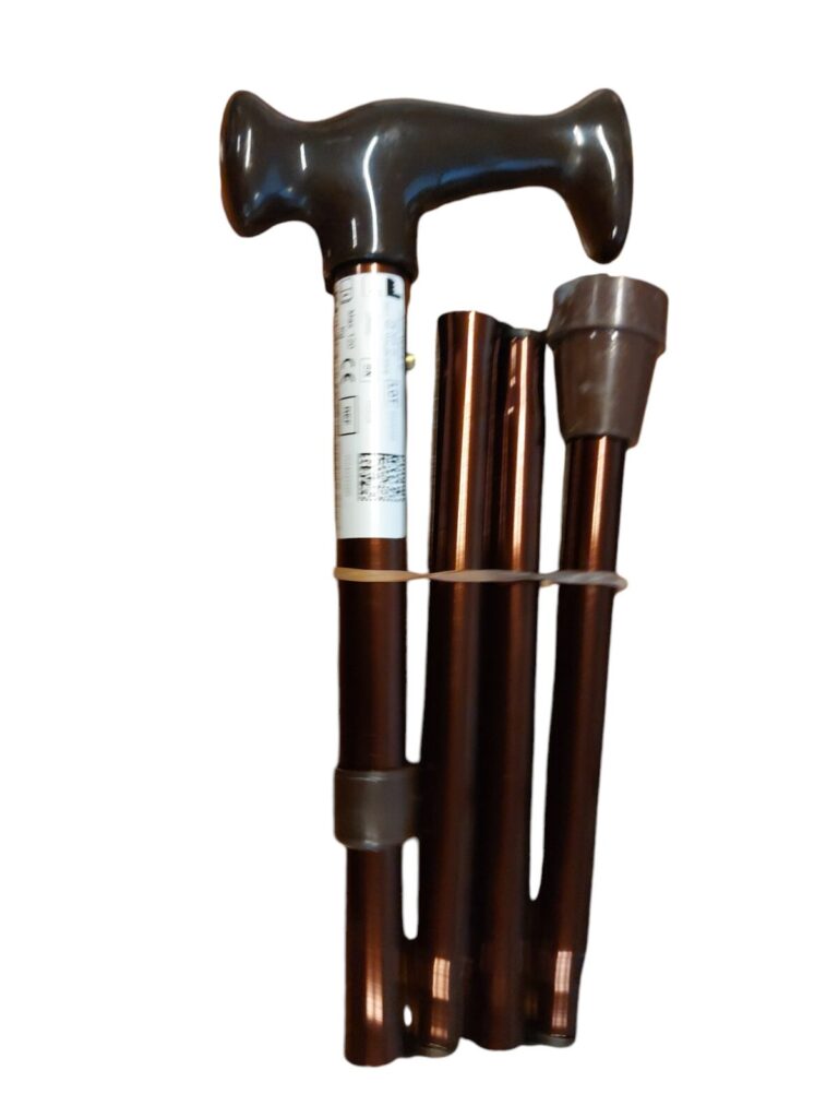 Wandelstok opgevouwen met bio handgreep kleur brons