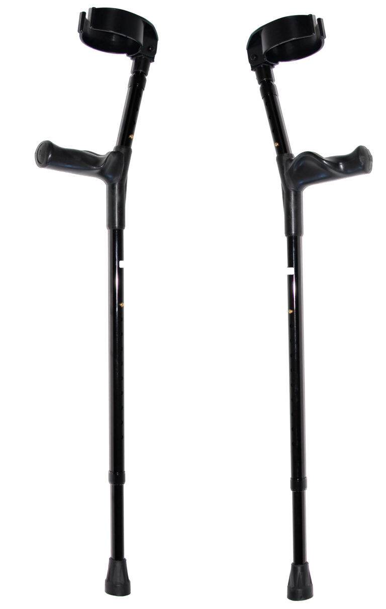 zwarte elleboogkrukken met soft handgreep