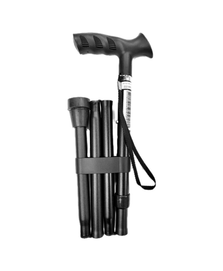 Opvouwbare wandelstok met zachte handgreep kleur zwart