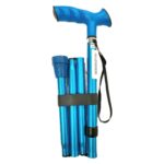 Opvouwbare wandelstok met zachte handgreep kleur blauw