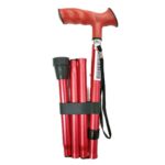 Opvouwbare wandelstok met zachte handgreep kleur rood