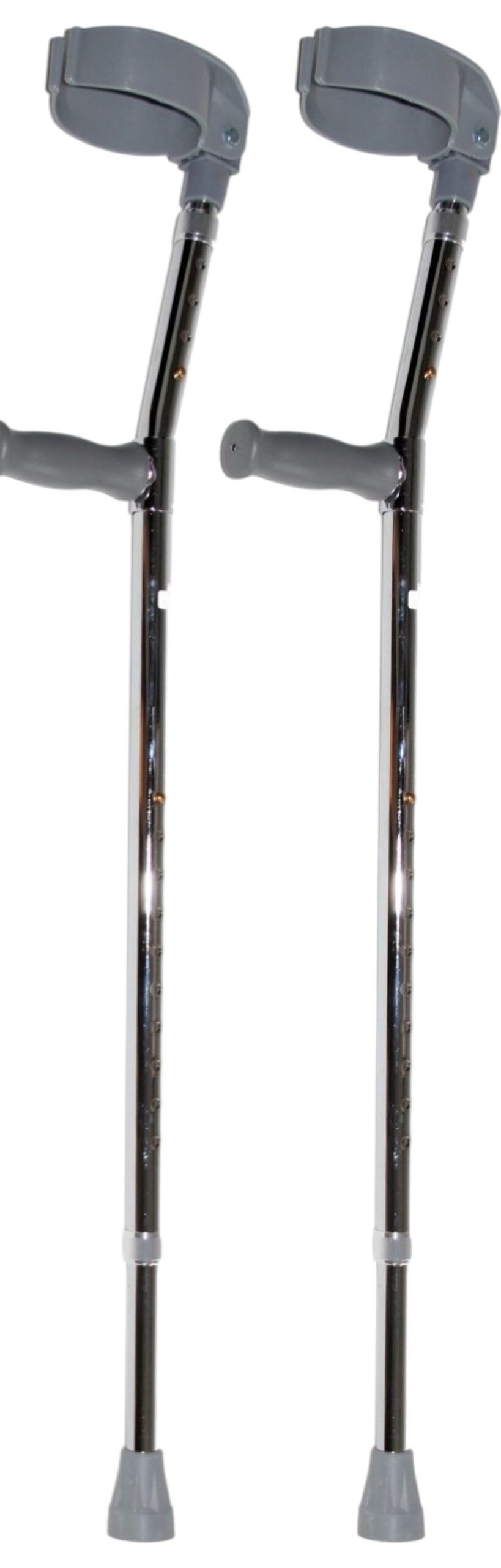 Elleboogkrukken in hoogte verstelbaar van 73 tot 96 cm.