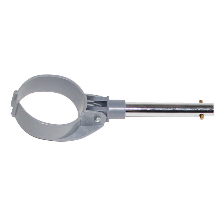 Gesloten manchet kunststof met stalen buis, Een manchet die op een kleine opening van 2 cm na helemaal gesloten. Kleur: Grijs.