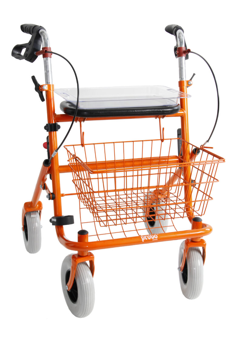 oranje rollator premis met tweezijdige rem