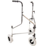 Zilveren 3 wiel rollator compact en stevig