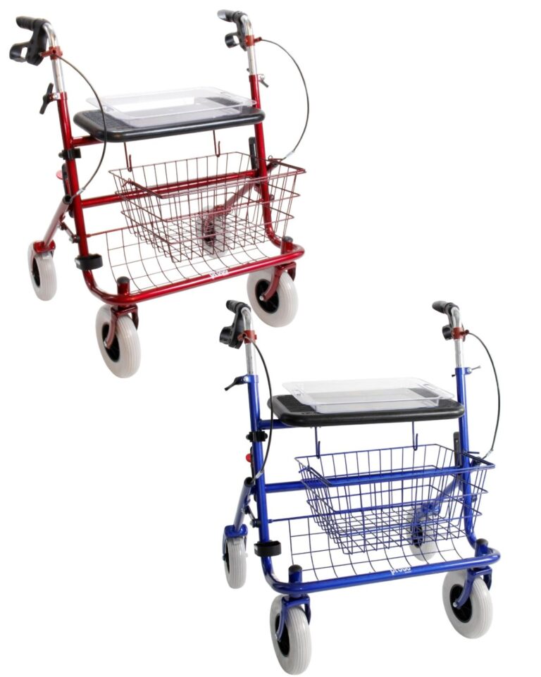 Rode en blauwe rollator 55 cm breed