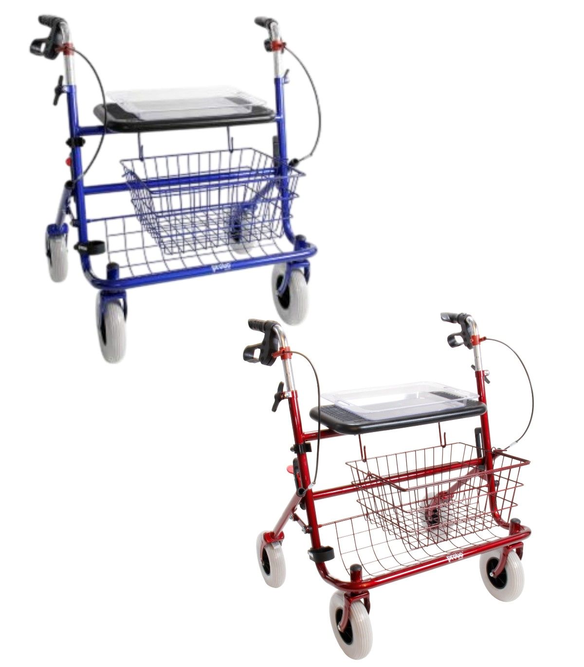 Rode en blauwe standaard rollator 60 cm