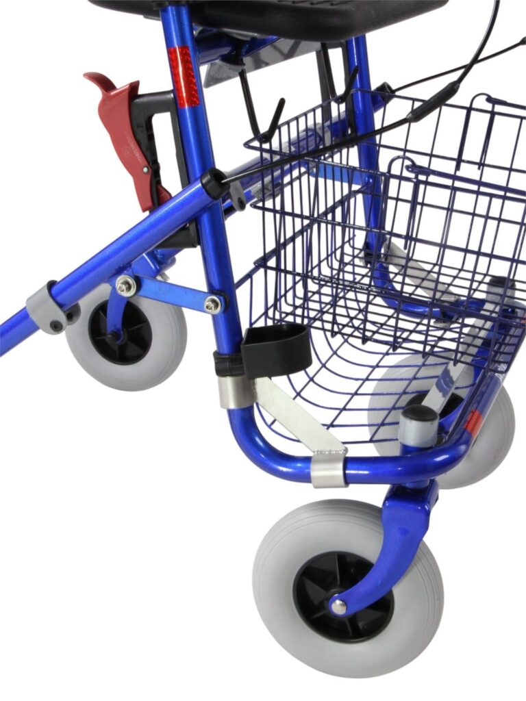 Blauwe premis provo rollator met een gebruikersgewicht tot 250 kg