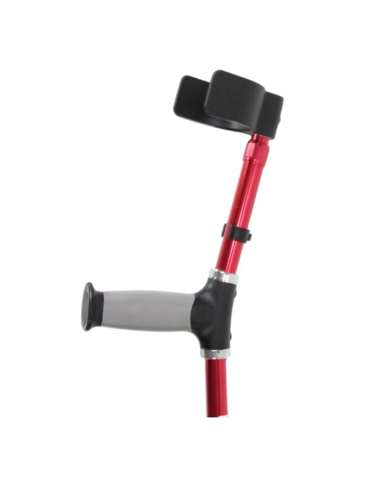 zijkant elleboogkruk handgreep met open manchet