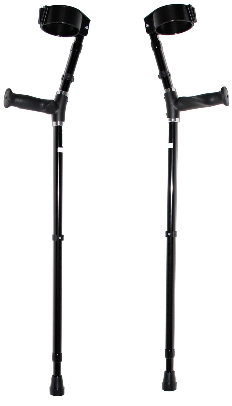 Zwarte elleboogkrukken met anotomische handhrepen