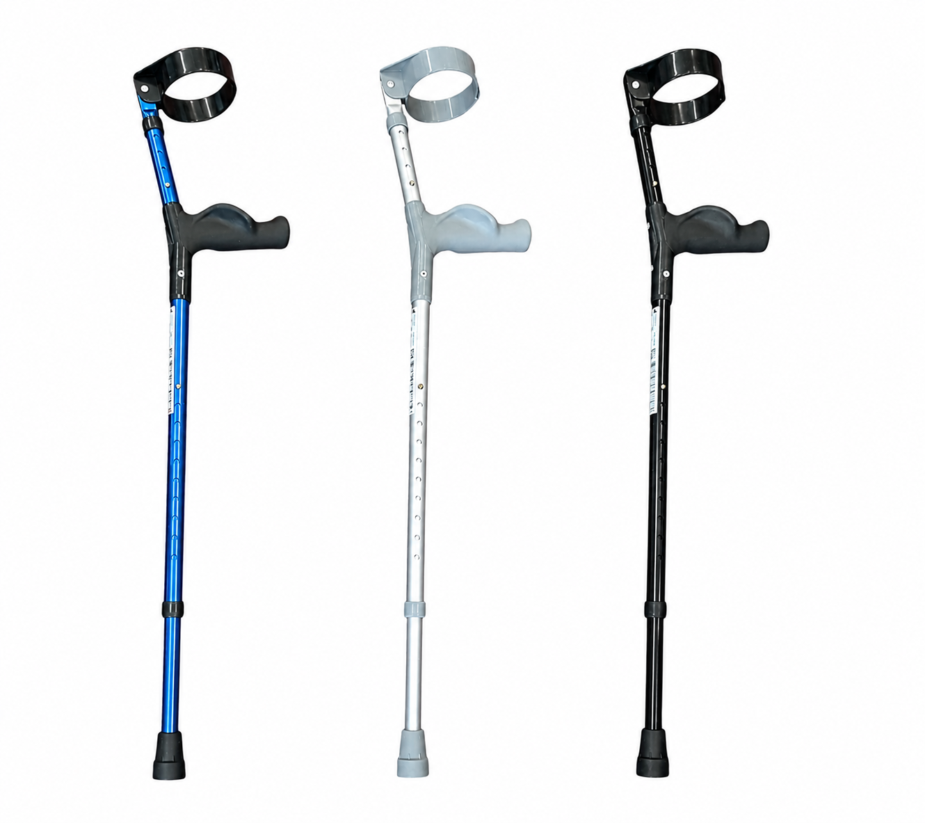 ELLEBOOGKRUKKEN ANATOMISCH ASIC IN 3 KLEUREN ZWART, ALUMINIUM EN BLAUW