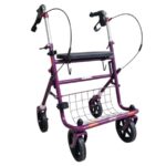 paarse lichtgewicht rollator met zwarte banden en velgen