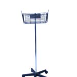 Verrijdbaar statief voor bloeddrukmeters Vijfhoek onderstel kunststof 5 wielen Verstelbare paal Mand met haken