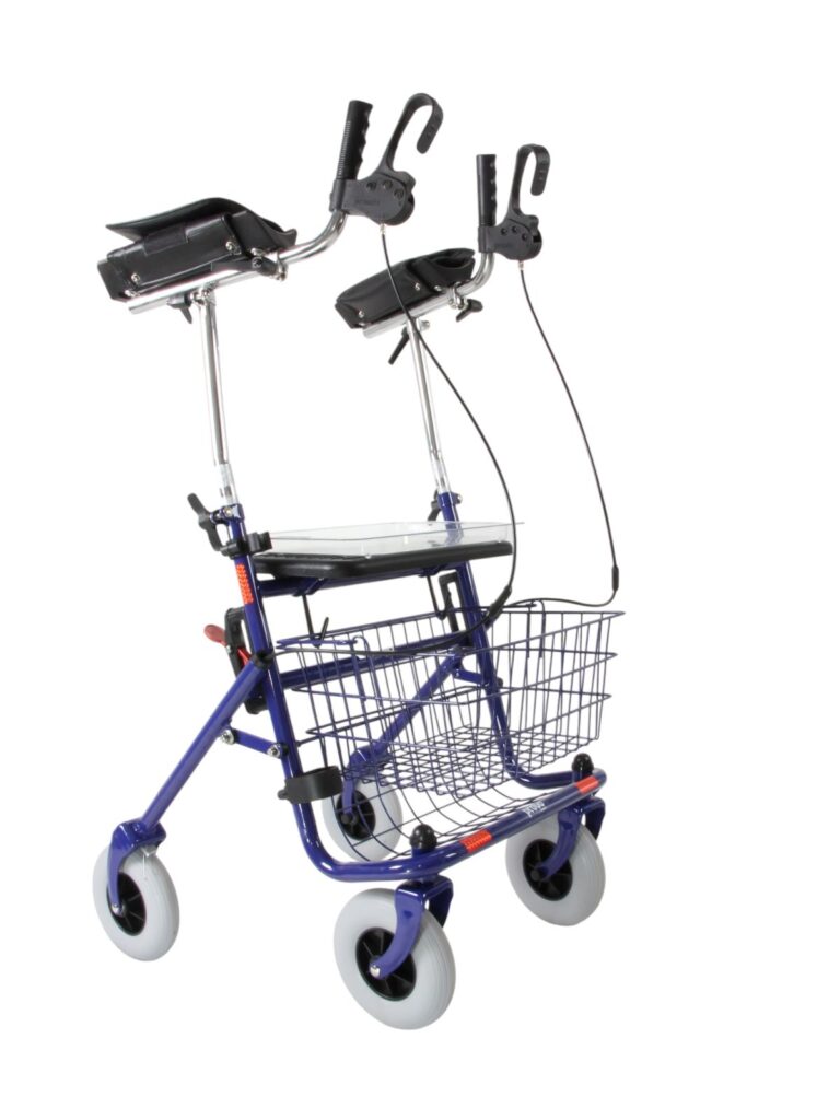 Blauwe rollator 2e generatie met onderarmschalen