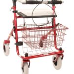Rode rollator premis met opklapbare duwbeugel