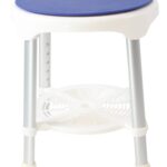 Premis Douchestoel/Kruk Draaibaar 360° - Unieke draaimethode - belastbaar: 100 kg - Wit met blauwe zitting