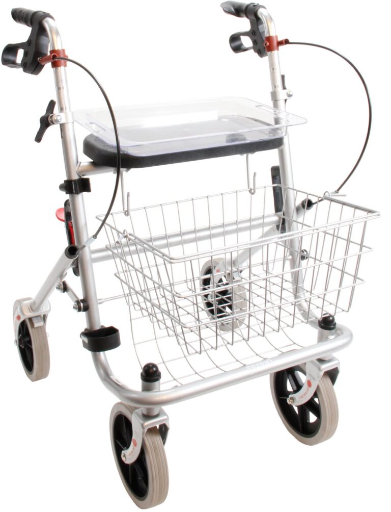 Lichtgewicht rollator basic zilveren kleur. Aluminium
