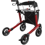 Achterkant Leopard kleur rood met softbanden-tas en rugsteun