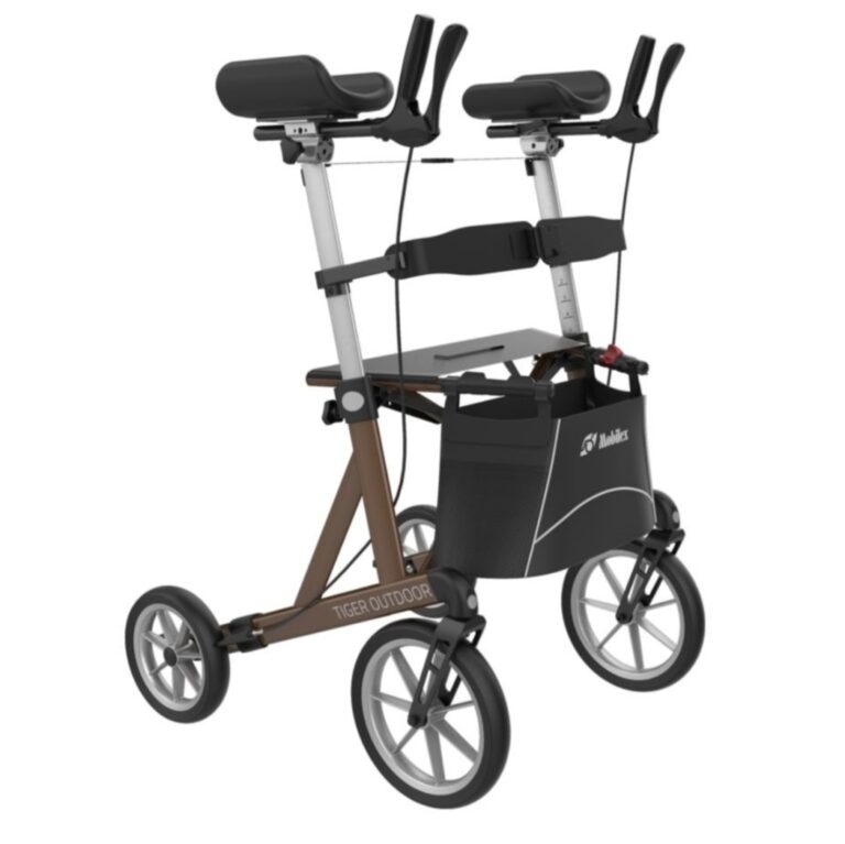 Mobilex bruine outdoor rollator met onderarmschalen