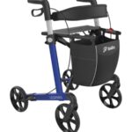 lichtgewicht rollator blauw met gratis rugband met stand