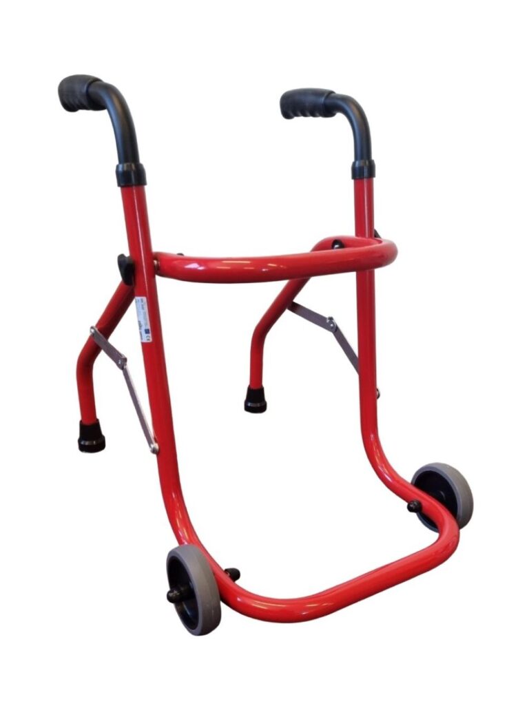 Kindersleeprollator met 2 wielen voorkant- rood