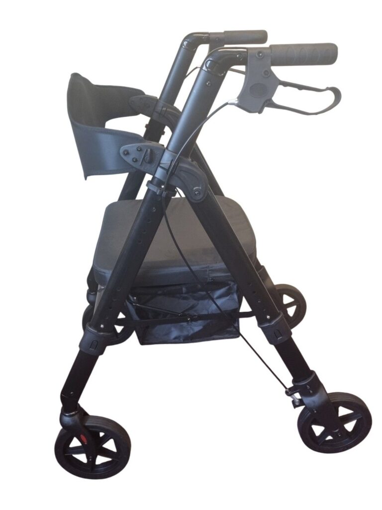 Zijkant RO55ONY-XXL rollator lichtgewicht kleur zwart