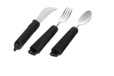 Bestek RVS mes, lepel, vork met zwart handvat (2)