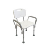 Witte douchestoel met rugleuning en afneembare arm leuningen