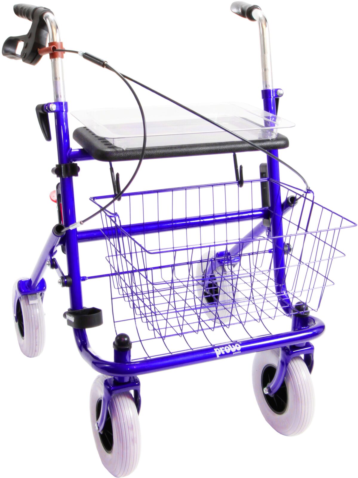 Blauwe rollator eenzijdig geremd rechts