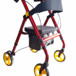 Lichtgewicht rollator rood met gele banden