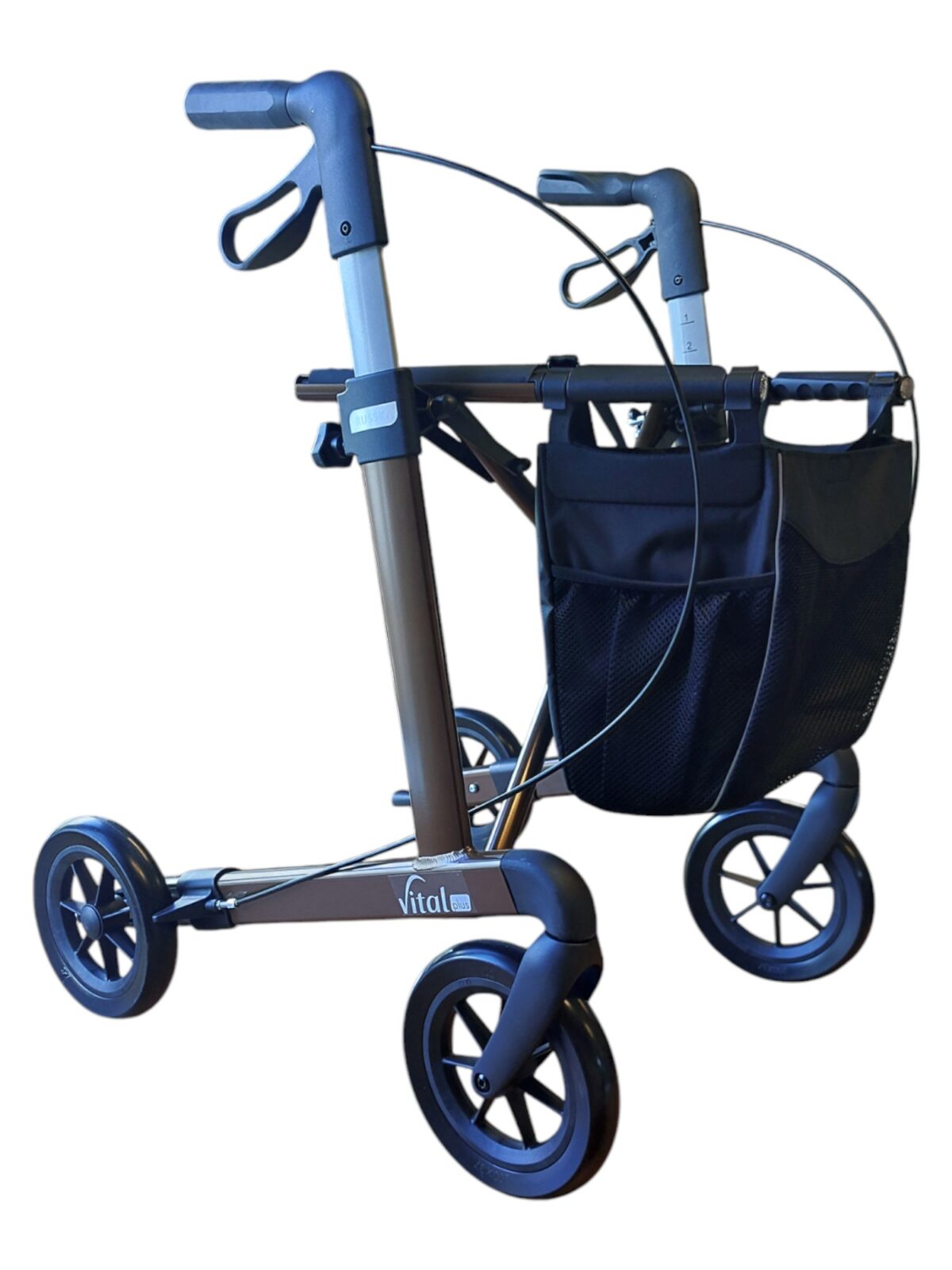 Russka VItal Plus rollator Mokka unieke magneetsluiting
