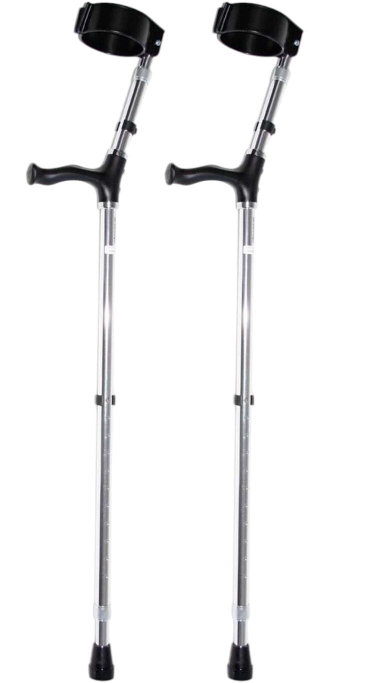 paar elleboogkrukken kleur zilver met gesloten manchet