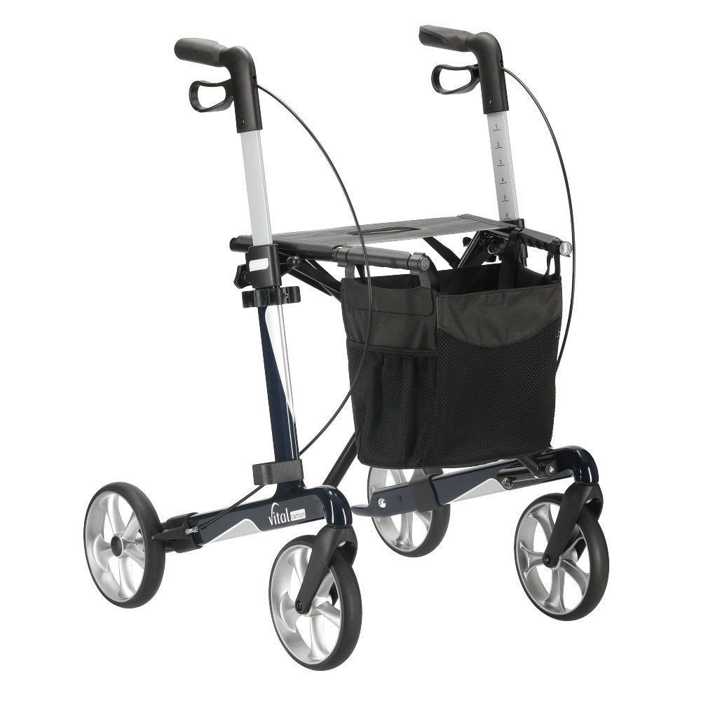 Vital Plus Carbon Rollator Zwart Design eenzijdig geremd links of rechts