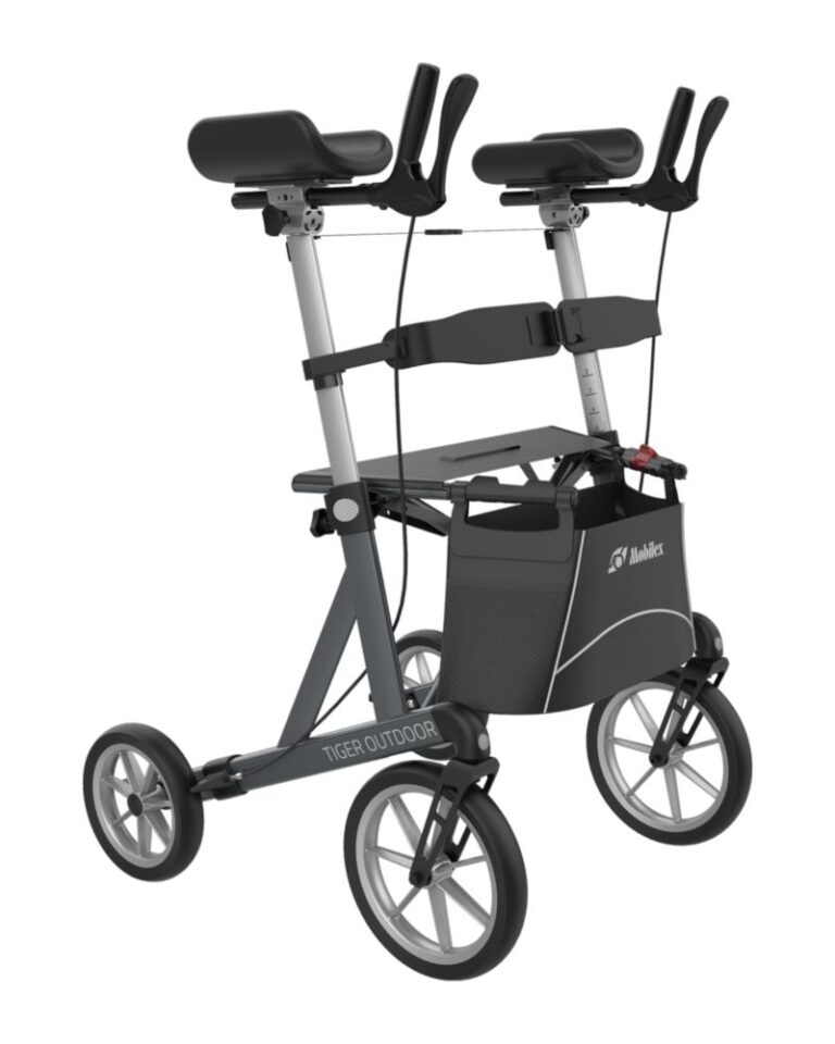 Mobilex outdoor rollator met onderarmsteunen kleur grijs