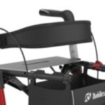 bovenkant rode Leopard rollator met rug, zitting zitnetje