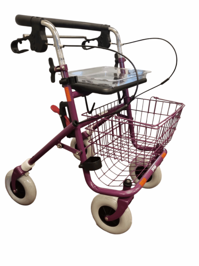 Rollator duwbeugel met stang onder - Paars