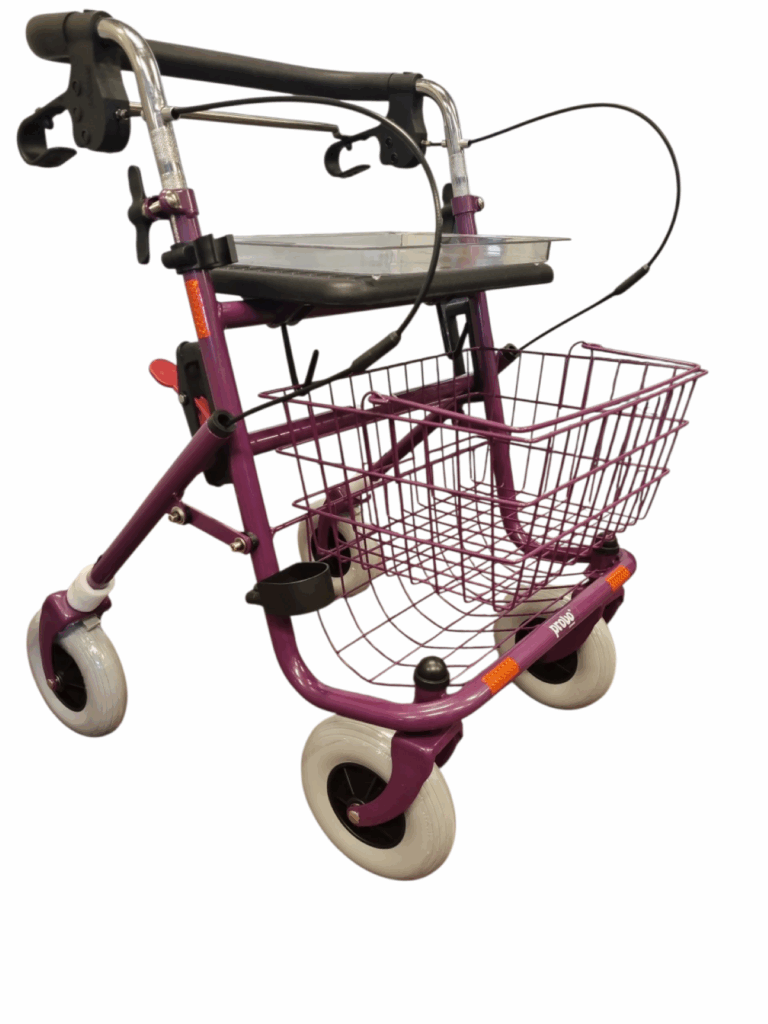 Rollator duwbeugel met stang onder - Paars
