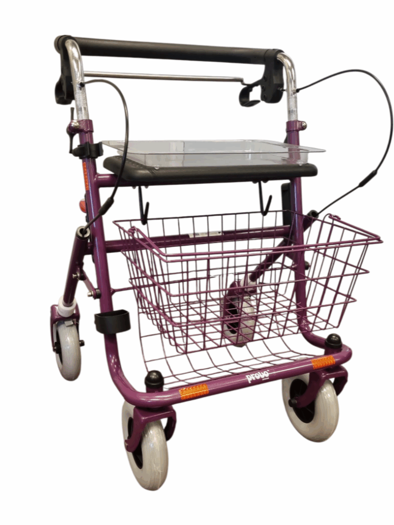 Rollator duwbeugel met stang onder - Paars