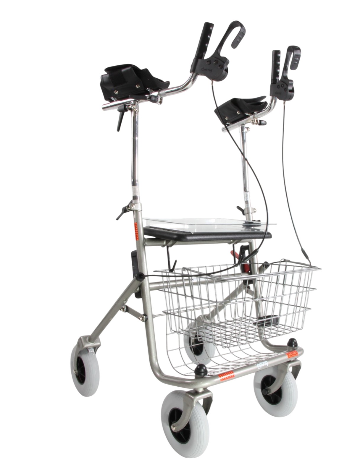 Titanium kleurige rollator met onderarmschalen