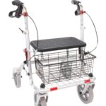 Zilverkleurige klein volwassen rollator 37 cm