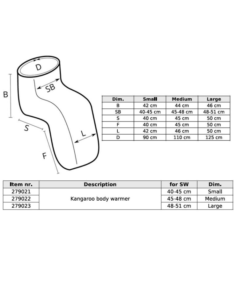 Formaten diverse voetenzakken