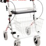 Witte rollator met rode biezen