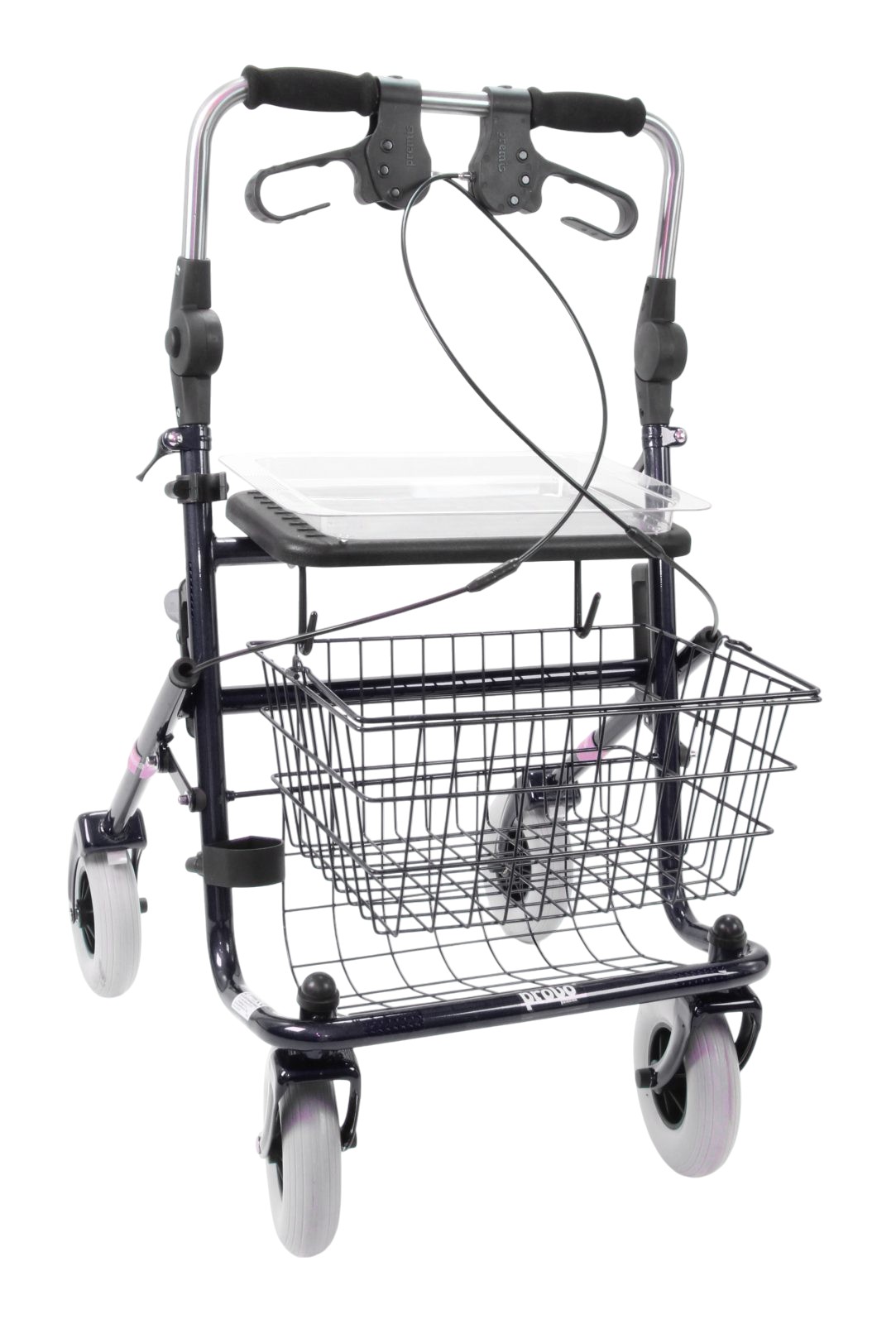 rollator met opklapbare duwbeugel kleur zwart