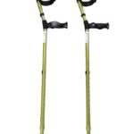 Groene elleboogkrukken dubbel verstelbaar met gesloten manchet kleur groen